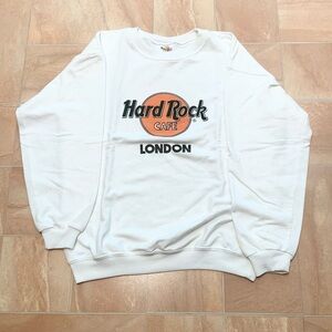 Hard Rock Cafe London Women's Vintage White Crewneck Graphic Sweatshirt